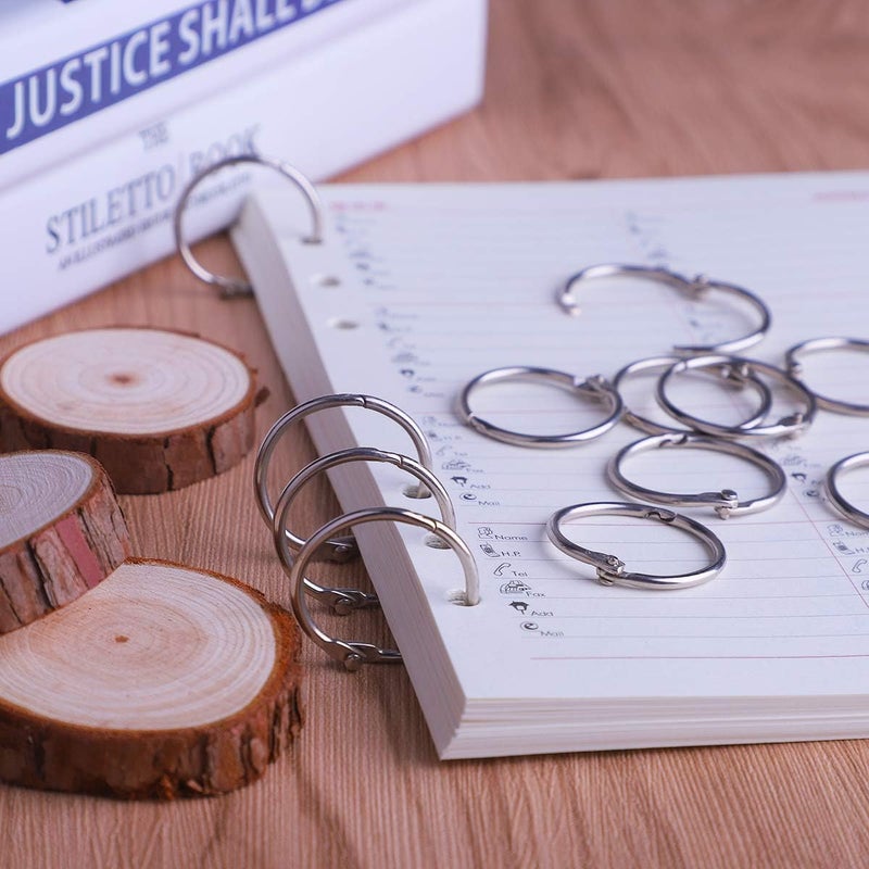 HAUTOCO 100 Pcs Loose Leaf Binder Rings, 1.2 Inch Nickel Plated Metal Binder Rings, Office Book Rings Keychain Key Rings for School Home Index Cards - Image 5